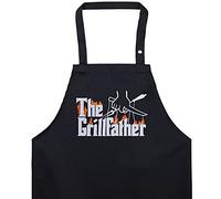EXPRESS-STICKEREI Tablier cuisine homme: THE GRILLFATHER Ajustable, avec poche, le cadeau pour les amateurs de barbecue