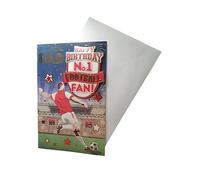 Express Yourself Carte d'anniversaire pour papa n°1 sur le thème rouge et blanc - Enveloppe incluse - Carte d'anniversaire pour fan de football pour papa