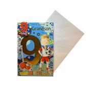 Express Yourself Carte d'anniversaire pour petit-fils 9 ans avec badge et enveloppe Motif champion de football animé Petit garçon