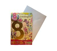 Express Yourself Carte d'anniversaire pour petite-fille 8 ans Enveloppe et badge inclus Motif patins à roulettes et crème glacée