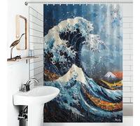 Expressionist The Great Wave - Bold Contemporary Art Reinterpretation Rideau De Douche Pour Salle De Bain, Usage Quotidien, Élégant Et Lavable, Anti-moisissure, Pour Baignoire, Décoration D'appartemen