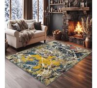 Expressionnisme Abstrait Tapis de Salon 80x150 cm Lavable, Graffiti de Rue Art Rayure Tapis Antidérapant à Poils Ras - Noir Blanc Moquette Décoration de Sol Douce pour Chambre Bureau Chambre d'enfant