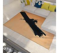 Expressionnisme Throw Rugs 100x150cm Abstrait Noir Coup de Pinceau Impression Tapis d’intérieur à Poils Ras pour Salon Chambre à Coucher décor Tapis de Porte Lavable