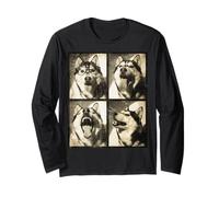 Expressions drôles de photomaton Husky Animaux Cool Manche Longue