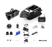ExPrismarx Bateau d'appât RC V080 12 V GPS avec 9 zones de pêche et 180 points de chemin, télécommande de 800 m, double trémie de 3 kg, idéal pour la pêche à la carpe (version détecteur de poissons
