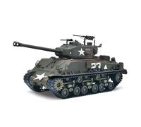 ExPrismarx Char télécommandé, 1:16 M4A3E8 Sherman Réservoir télécommandé avec pistes métalliques, tourelle à 360°, fumée, son et système de combat infrarouge, véhicule militaire RC 2,4 GHz pour