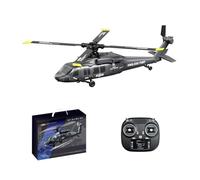 ExPrismarx Hélicoptère radiocommandé 2,4 G 5CH UH-60 sans barre avec maintien de l'altitude, positionnement du flux optique et vol inversé à une touche, cadeau pour adultes débutants (RTF/gris)