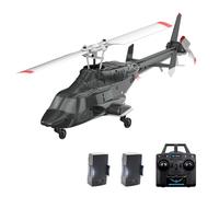 ExPrismarx Hélicoptère RC 1:53 A61 Air-wolf 2,4 G 4 CH à rotor unique Flybarless Mini hélicoptère RC avec flux optique maintien d'altitude, cadeau pour adultes débutants (version RTF/noir et blanc)