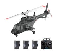 ExPrismarx Hélicoptère RC 1:53 A61 Air-wolf 2,4 G 4 CH à rotor unique Flybarless Mini hélicoptère RC avec flux optique maintien d'altitude, cadeau pour adultes débutants (version RTF/noir et blanc)