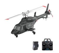 ExPrismarx Hélicoptère RC 1:53 A61 Air-wolf 2,4 G 4 CH à rotor unique Flybarless Mini hélicoptère RC avec flux optique maintien d'altitude, cadeau pour adultes débutants (version RTF/noir et blanc)