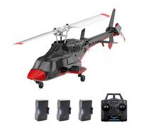 ExPrismarx Hélicoptère RC 1:53 A61 Air-wolf 2,4 G 4 CH à rotor unique Flybarless Mini hélicoptère RC avec flux optique maintien d'altitude, cadeau pour adultes débutants (version RTF/rouge et noir)