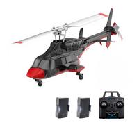 ExPrismarx Hélicoptère RC 1:53 A61 Air-wolf 2,4 G 4 CH à rotor unique Flybarless Mini hélicoptère RC avec flux optique maintien d'altitude, cadeau pour adultes débutants (version RTF/rouge et noir)