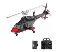 ExPrismarx Hélicoptère RC, 1:53 A61 Air-wolf 2,4G 4CH Hélicoptère RC Mini Flybarless à Rotor Unique avec Maintien d’Altitude par Flux Optique, Cadeau pour Adultes Débutants (Version RTF/Rouge et Noir)