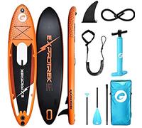 Exprotrek Planche de Stand up Paddle Gonflable, Planche de Stand up Paddle de 6 Pouces d'épaisseur pour Tous Les Niveaux de difficulté avec pagaie et Accessoires complets (150 kg Max) Orange