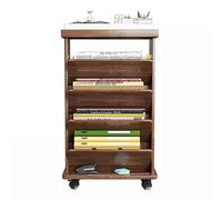 exproyzk Bibliothèque à 4 Niveaux avec roulettes, idéale pour Le Salon, Le Bureau ou la bibliothèque. Assemblage requis.(Brun)