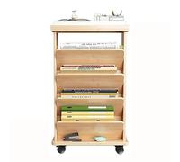 exproyzk Bibliothèque à 4 Niveaux avec roulettes, idéale pour Le Salon, Le Bureau ou la bibliothèque. Assemblage requis.(Natural)