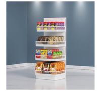 exproyzk Étagère de présentation à 4 Niveaux, Grand présentoir à Snacks, Présentoir à Frites avec étagères de Rangement, Organisateur de rayonnages pour Magasin(Blanc)