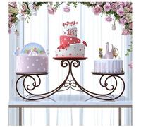 exproyzk Grand présentoir à gâteaux Présentoir à gâteaux en métal à 3 étages, présentoir à Desserts et pâtisseries pour Mariage et Anniversaire(Brun)