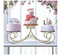 exproyzk Grand présentoir à gâteaux Présentoir à gâteaux en métal à 3 étages, présentoir à Desserts et pâtisseries pour Mariage et Anniversaire(Gold)