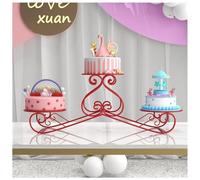 exproyzk Grand présentoir à gâteaux Rond en métal, Toile de Fond pour Arche de Mariage, Support à Ballons(Rosso)