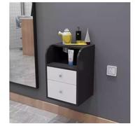 exproyzk Meuble de Rangement Mural avec Support pour sèche-Cheveux, Meuble de Rangement pour Outils de Coiffure pour Salon de Coiffure et institut de beauté(Black#B)