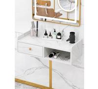 exproyzk Meuble de Rangement Mural Meuble TV Flottant Étagère Console multimédia Murale Organisateur de comptoir de Salle de Bain(White#B,70x30x16cm)