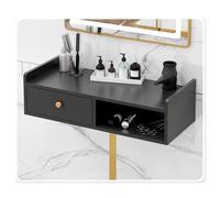 exproyzk Meuble de Rangement Mural Meuble TV Flottant Étagère Console multimédia Murale Organisateur de comptoir de Salle de Bain(Zwart,60x30x16cm)