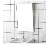 exproyzk Miroir de Salle de Bain incliné avec Cadre en Acier Inoxydable, Suspendu verticalement(Silver,39.4"x27.6")