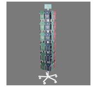 exproyzk Porte-revues Rotatif en Fil métallique, présentoir métallique avec 27 Compartiments, Organiseur à roulettes à 6 Niveaux et 5 roulettes(Blanc,167cm)