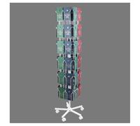 exproyzk Porte-revues Rotatif en Fil métallique, présentoir métallique avec 27 Compartiments, Organiseur à roulettes à 6 Niveaux et 5 roulettes(Blanc,150cm)