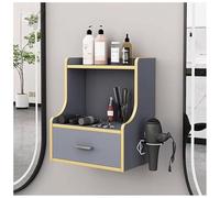 exproyzk Poste de Coiffure Mural, Table de barbier avec 1 tiroir et 1 Support pour sèche-Cheveux, équipement pour Salon de beauté(Grey)