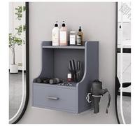 exproyzk Poste de Coiffure Mural, Table de barbier avec 1 tiroir et 1 Support pour sèche-Cheveux, équipement pour Salon de beauté(Gray#B)