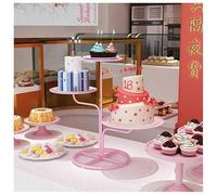 exproyzk Présentoir à gâteaux en métal à 3 étages Présentoir à gâteaux Plateau à Desserts pour Anniversaire et Mariage(Rose)