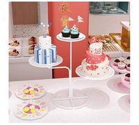 exproyzk Présentoir à gâteaux en métal à 3 étages Présentoir à gâteaux Plateau à Desserts pour Anniversaire et Mariage(Blanc)