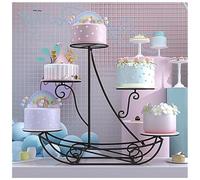 exproyzk Présentoir à gâteaux en métal Plateau à gâteaux à 5 étages Forme de voilier Tour de Bonbons et de Fruits pour Mariage, Anniversaire, fête prénatale(Zwart)