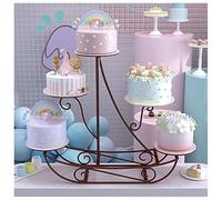 exproyzk Présentoir à gâteaux en métal Plateau à gâteaux à 5 étages Forme de voilier Tour de Bonbons et de Fruits pour Mariage, Anniversaire, fête prénatale(Brun)