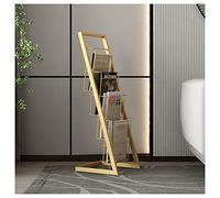 exproyzk Présentoir à Magazines sur Pied Porte-Livres et journaux Porte-dépliants Présentoir d'information Design à Plusieurs Niveaux(Gold,33x33x93cm)