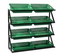 exproyzk Présentoir à Snacks pour supermarché, étagères de présentation Noires autoportantes, Grande étagère métallique pour Snacks pour commerces(Green,125x35x130cm)