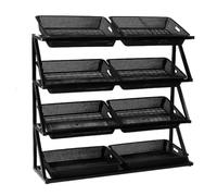 exproyzk Présentoir à Snacks pour supermarché, étagères de présentation Noires autoportantes, Grande étagère métallique pour Snacks pour commerces(Zwart,125x35x130cm)