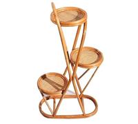 exproyzk Support à Plantes à 3 Niveaux Étagère de Rangement en rotin Jardinière Naturelle Étagère à Fleurs pour Balcon et Salon