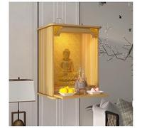 exproyzk Support de Dieu en Bois, Temple de Maison Suspendu au Mur avec lumière, Autel Mural de Bouddha pour Bureau et Magasin, 5 Tailles(Natural,50 * 36 * 66cm)