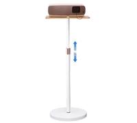 exproyzk Support Mural pour projecteur avec Plateau en Bois Massif - Etagère/Plate-Forme de Rangement pour Ordinateur Portable - Hauteur réglable - Installation sans perçage(Blanc)