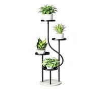 exproyzk Support pour Plantes d'angle - Présentoir Décoratif À Base en Marbre (Intérieur/Extérieur), Étagère À Fleurs en Métal, Étagère-échelle pour Maison, Bureau, Jardin(Zwart,35x111cm)