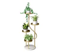 exproyzk Support pour Plantes d'angle - Présentoir Décoratif À Base en Marbre (Intérieur/Extérieur), Étagère À Fleurs en Métal, Étagère-échelle pour Maison, Bureau, Jardin(Gold,35x111cm)