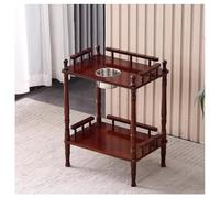 exproyzk Table d'appoint avec cendrier, Table à Boissons, Table d'appoint à Deux Niveaux, Table d'angle pour Salon, Petite Table de Chevet(Brown#C)