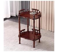 exproyzk Table d'appoint avec cendrier, Table à Boissons, Table d'appoint à Deux Niveaux, Table d'angle pour Salon, Petite Table de Chevet(Brown#A)