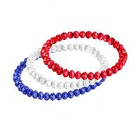 EXQIOUR 1 ensemble élégant de chaîne de poignet en perles de couleur drapeau parfait pour superposer et célébrations de vacances, jour de l'indépendance