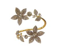 EXQIOUR Bracelet jonc ouvert en forme de fleur éblouissante avec strass pour femme Accessoires tendance ouvert pour femme, One Size, Comme décrit
