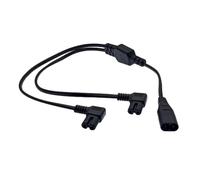 EXQIOUR Câble d'alimentation répartiteur en Y à angle droit IEC320 C8 vers 2 IEC320C7 pour lampe d'imprimante, haut-parleur, double sortie, appareil électronique, répartiteur d'alimentation