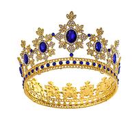 EXQIOUR Diadèmes en strass - Couronne dorée - Unisexe - Pour mariage - Princesse - Pour mariée - Strass dorés